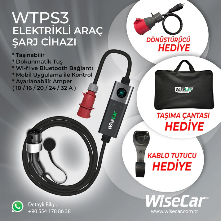 WiseCar WTPS3 22 kW Taşınabilir Elektrikli Araç Şarj İstasyonu - Görsel 11